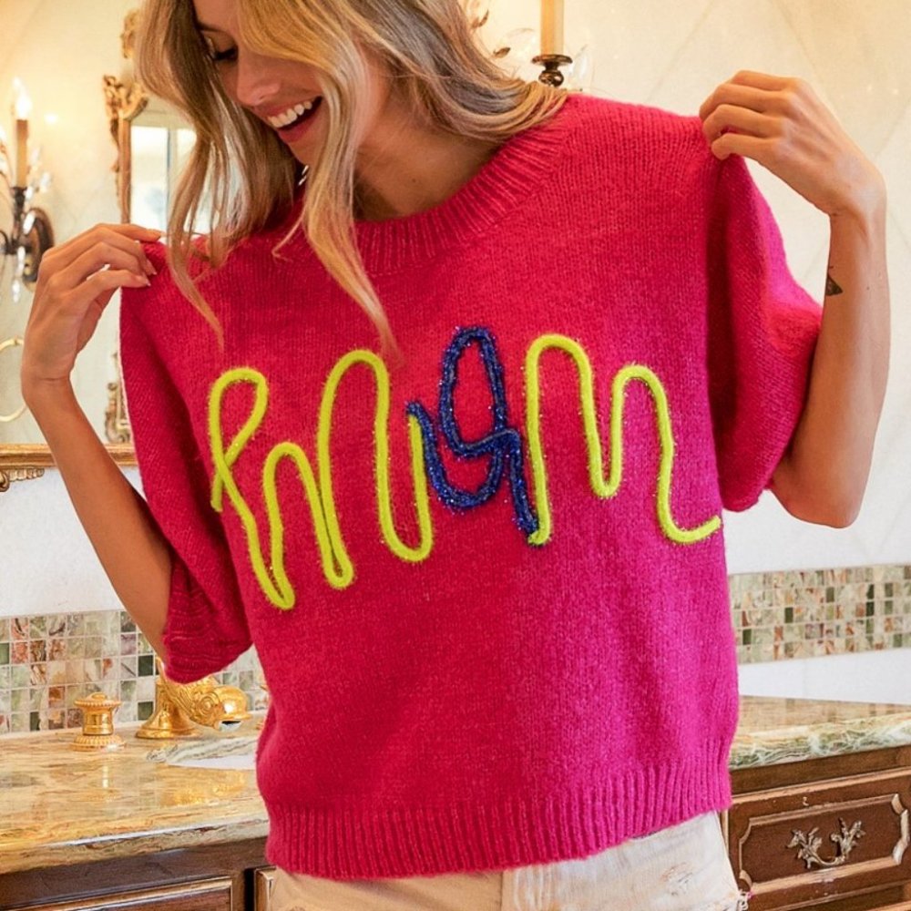 BiBi MOM Contrast Round Neck Sweater